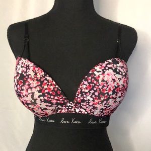 XOXO pink, black, and white floral bra. Size 36 C.